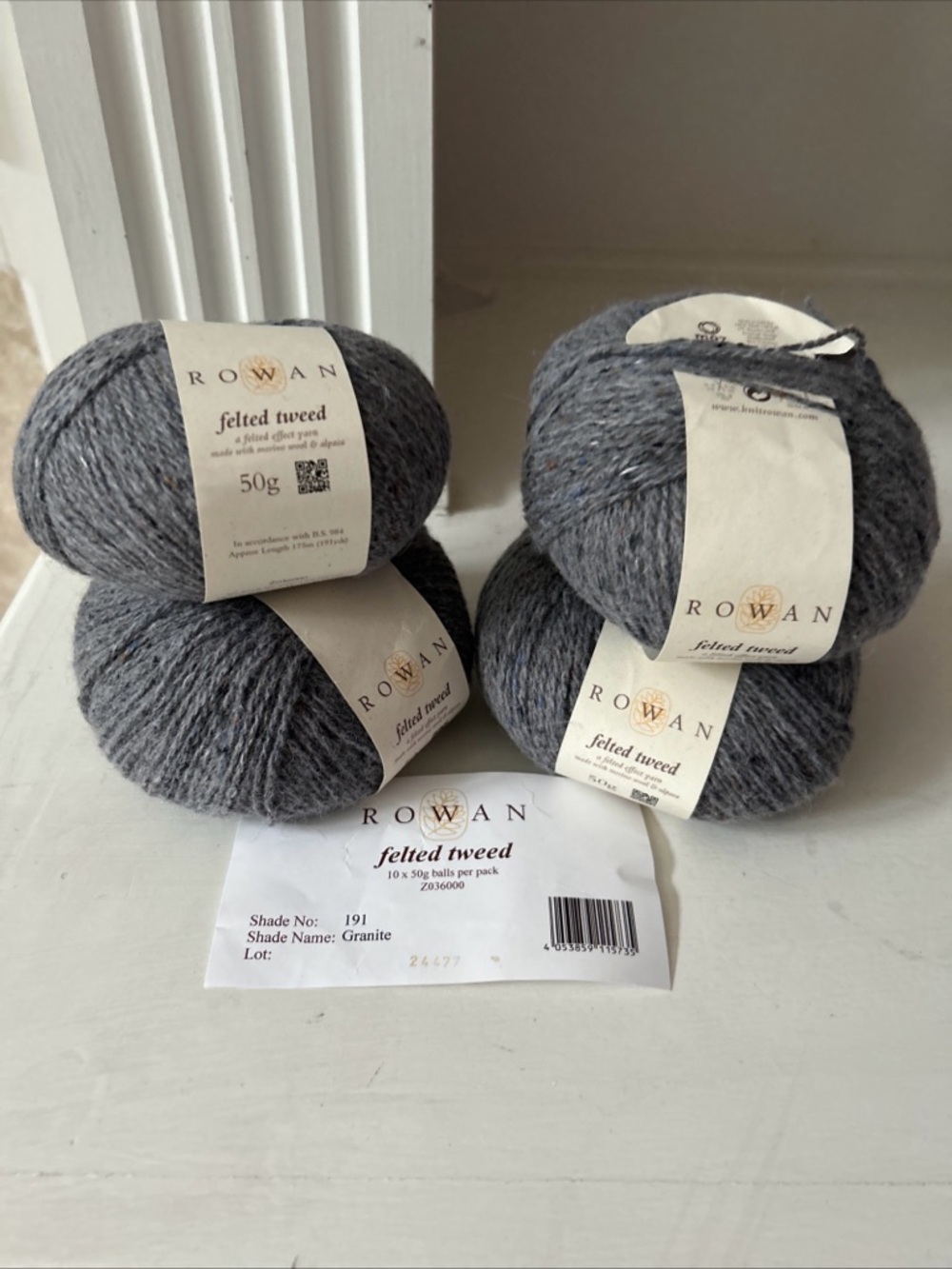 Rowan Felted Tweed Yarn - Granite Gray Lot of 4